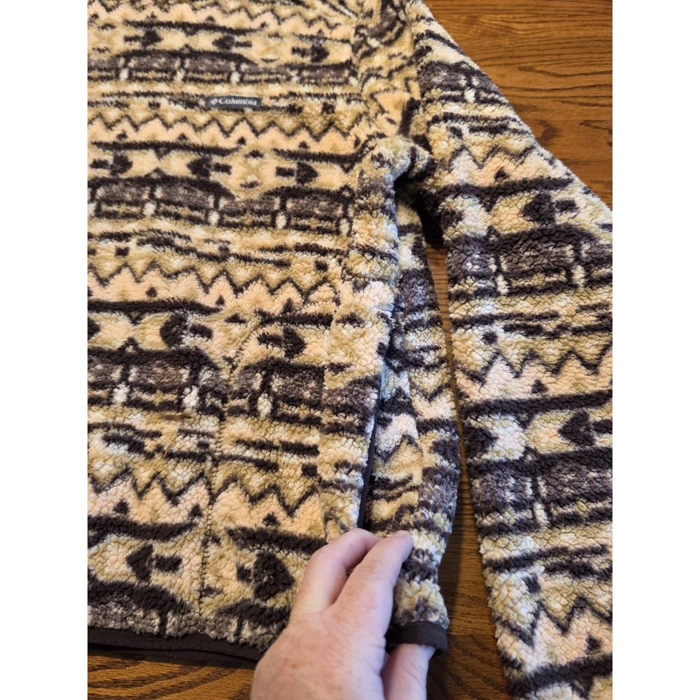 Columbia West Bend Sherpa Fleece Hoodie Womens XL Aztec Southwestern Pink Brown - Picture 5 of 10